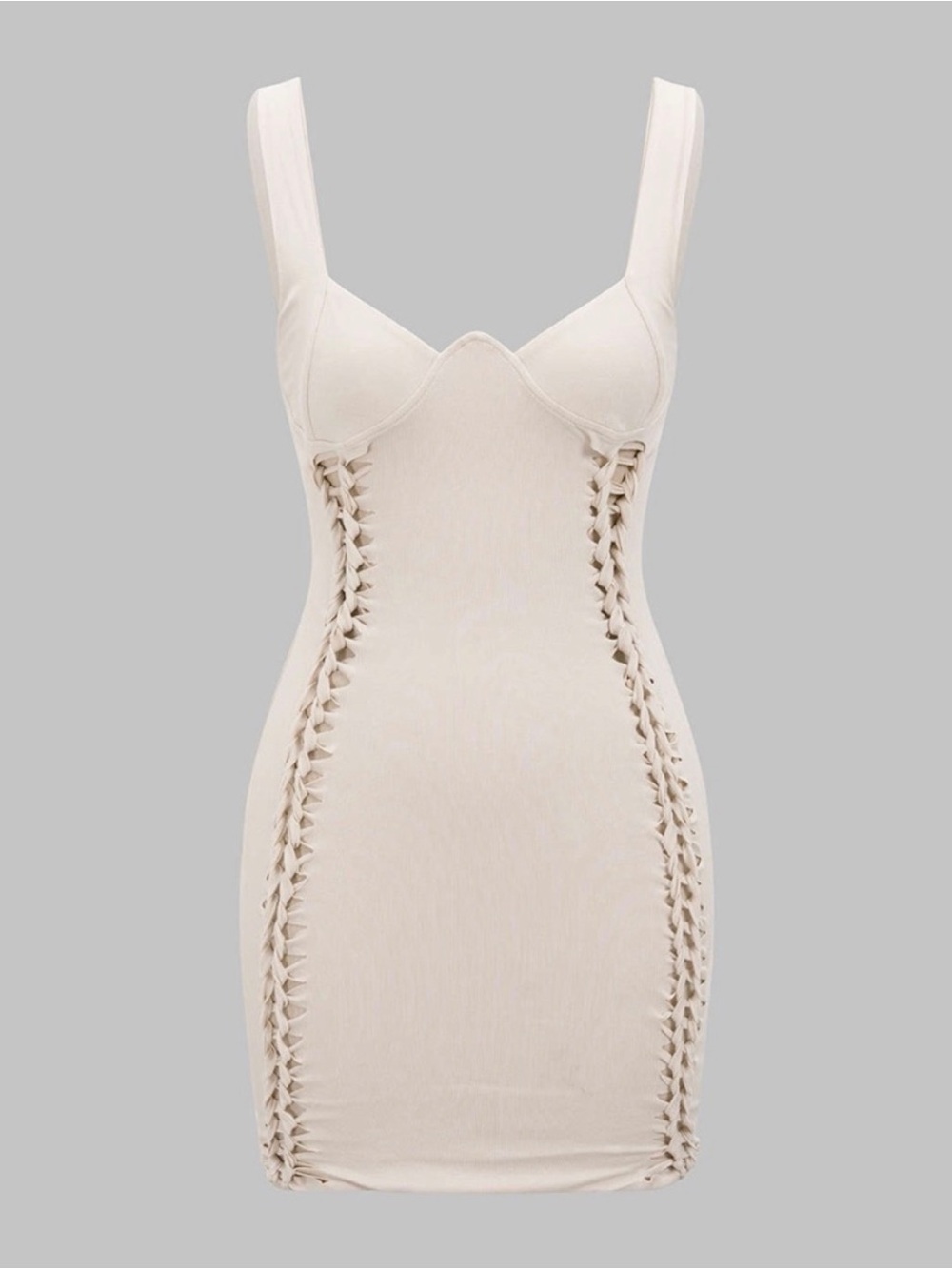 Micas Women's Lace-Up Bodycon Slip Dress in Cream